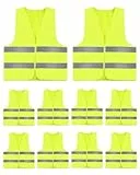 ZephyrCraft Warnwesten Auto 10er Set, Sicherheitsweste Gelb mit Reflektoren für Erwachsene & Kinder, Warnweste Autozubehör, Schutzweste für Fahrrad & Motorrad