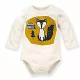 Pinokio Bodysuit Long Sleeve Secret Forest, 100% Cotton, Ecru with Fox, Boys 62-92 (62)