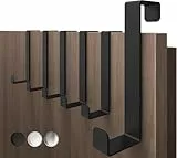 4smile Türhaken zum Einhängen, 6er Set - Schwarze Kleiderhaken an Tür, flexible Haken zum Einhängen, platzsparend - Robuste Türgarderobe, Türhakenleiste mit hoher Tragkraft