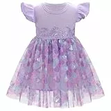FYMNSI Baby Mädchen Meerjungfrau Kleid Kleinkinder Kinder Prinzessin Tüll Tütü Geburtstag Partykleid A-Linie Festliches Festkleid Sommerkleid Freizeitkleid Lila 5-6 Jahre