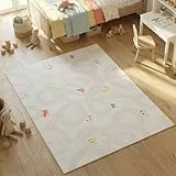 TAPISO Snooki Kinderteppich Straßenteppich Spielteppich für Kinderzimmer Auto Motiv Beige Kinder Teppich rutschfest Pflegeleicht Kurzflor weich Oeko-TEX 140 x 200 cm