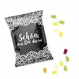 Logbuch-Verlag 50 Gummibärchen Schön dass du da bist Gastgeschenke schwarz weiß Süßigkeit mini Geschenke für Gäste