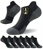 PULIOU Sneaker Socken Herren Damen, Atmungsaktive Baumwolle Laufsocken, Komfort Kurze Socken, Sommer Sportsocken Herren Damen 6 Paar, Schwarz L