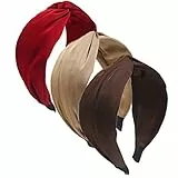 3 Stück Stirnbänder für Damen, Boho, Wickelbindung, modische Haarbänder, elastisch, gedrehter Haarschal, hübsche Fliege, breite Haarbänder für Frauen, Großbritannien und Mädchen (einfarbig)