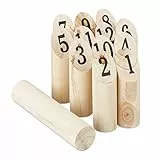 Relaxdays Kubb Wikingerspiel, skandinavisches Wurfspiel, Holz, mit Tasche, Outdoorspiel für Erwachsene & Kinder, natur