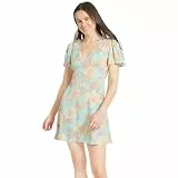 Billabong Damen Minikleid mit lockerer Passform, kurzärmelig, lässig, schmeichelhaft, V-Ausschnitt, Blau (Coastal Blue), M Kurz