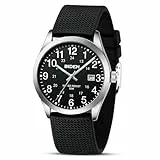 LN LENQIN Herren Analog Uhren 30M Wasserdicht Krankenschwester Uhren mit Nylon Bands für Männer Licht einfache Feld Uhr mit Datum Leichter Leser -Silber Schwarz