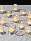 Romadedi Teelichthalter Glas 12 Stück Kerzengläser: Klare Teelichtgläser Windlicht für Teelichter Tischdeko Clear Votivkerzenhalter Teelicht Gläser für Kerzen Hochzeit Party