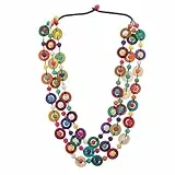 Amosfun Damen-Halskette, lang, Muschel und Holzperlen, handgefertigter Schmuck, modisch, für Strand und besondere Anlässe, 55 cm