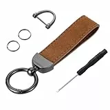 Cobee Echtes Leder Auto Schlüsselanhänger, Universal Leder Schlüsselanhänger Halter Schlüssel Organizer mit Anti Lost D Ring (2 Schlüsselanhängers und 1 Schraubendreher) Braun