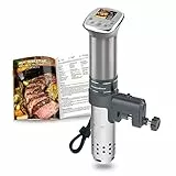 KitchenBoss Sous-Vide Garer Sous-Vide Stick: Farbige LCD-Rezepte | G321 Silver | Ultra-leise | Bürstenloser Gleichstrommotor | 1100 Watt | IPX7 Wasserdicht