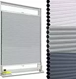 WOLTU Wabenplissee ohne Bohren verdunkelung Thermo Doppelplissee Klemmfix Zweifarbig 80x120cm Grau-Weiß, Plissee Faltrollo Sonnen-, Sicht- & Schallschutz, Jalousie Plisseerollo für Fenster & Tür