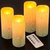 Soulbay LED Kerzen mit Timerfunktion, 12.7cm Groß Outdoor Wasserdichte Stumpenkerzen Flackernde Flamme mit Fernbedienung für Außen Garten Zimmer Balkon Wohnzimmer Deko, 600 Stunden, 4er Set