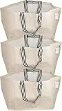 Ikea GORSNYGG Große wiederverwendbare Tragetasche, (FRAKTA-Style), hellbeige mit gestreiften Griffen, 57 x 37 x 39 cm, 71 l, 205.041.94 – 3er-Set