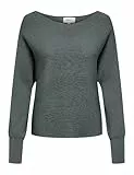 ONLY Damen Kurzer Strickpullover | Knitted Basic Stretch Sweater | Langarm Shirt U-Boot ONLADALINE, Farben:Grün, Größe:M