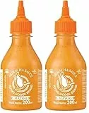 FLYING GOOSE Sriracha Mayoo Sauce, pikante Mayonnaise, leicht scharf, orange Kappe, Würzsauce aus Thailand, vegetarisch, 1 x 200 ml (Packung mit 2)
