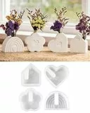 EPODA 4 Stück Silikonform Regenbogen Haus Herz Blumen, Silikonformen Gießformen Kerzenhalter, DIY Gießform kerzenhalter