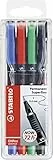 STABILO - Folienstift - OHPen universal - permanent superfein - 4er Pack - grün, rot, blau, schwarz