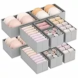Lifewit 12 er Set Schubladen Organizer, Schrank Kleiderschrank Organizer Wickeltisch Schubladen Ordnungssystem für Garderobe Schlafzimmer für Kleidung, Kinderkleidung, Socken, Unterwäsche, Grau