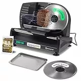 Sommertal Allesschneider AS190 DUAL 200W Edelstahlmesser mit Wellenschliff und glatten Schliff, platzsparend, elektrische Schneidemaschine Brotschneidemaschine, Profi Aufschnittmaschine Modern 0-15mm