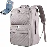 EMPSIGN Ryanair Handgepäck, 46x33x18cm Reiserucksack, 30L Rucksack Damen, 17,3 Zoll Laptopfach und USB Ladeanschluss, Travel Backpack Cabin Bag für Business, grau-rosa