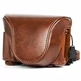 nezini Echtes Leder Schutztasche Tasche Hülle mit Nackenriemen kompatibel mit Digitalkamera DC202-AF/DC203-AF
