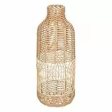 Atmosphera – Große, schwere Vase aus geflochtenem Rattan – D 22 x H 55 cm, durchbrochenes Design – Für Trockenblumen, Boho-Dekoration, Wohnzimmer, Flur