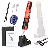 Hancaner Akku Lötkolben Set Lötkolben Akku Max. 450°C-25 Sek Aufheizzeit Soldering Kit mit Lötsockel, LED Arbeitsleuchte, Pinzette, Automatische Abschaltung für Anfänger und Profis
