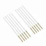 IMEEA Grillspieße 10 Stück Set 38cm Edelstahl Schaschlikspieße mit Holzgriff, Fleischspieße für Fleisch Gemüse Marshmallows, BBQ Spieße Wiederverwendbar