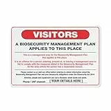 Visitors Biosecurity Management Plan Qld Schild 30,5 x 20,3 cm, reflektierendes Aluminium-Metall-Warnschild mit Symbol für den Innen- und Außenbereich