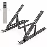 Laptop Ständer, Faltbarer Aluminium Notebook Ständer, Höhenverstellbarer Laptopständer Belüftet Kühlung Laptop Halterung für MacBook Pro/Air, HP, Sony, Dell,alle 10-15,6 ” Laptops-Schwarz