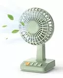 ViSSKO Retro Ventilator, Desktop Mini Ventilator mit 2000mAh Tischventilator, mit 5 Geschwindigkeiten Einstellbar, mit USB-C-Kabel, für Cafés, Bibliotheken, Zuhause und Büro, im Freien usw | Grün