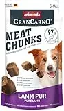 Grancarno Meat Chunks Lamm Pur (60 g), purer Fleisch Premium Hundesnack von animonda für kleine Erwachsene Hunde, getreidefreie Hundeleckerlis für ausgewachsene Hunde (Packung mit 5)