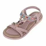 HomKuch Damen Sandalen Sommer Dressy Bohemian Style Strand Flache Sandalen