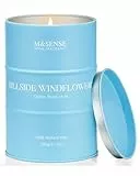 M&SENSE Duftkerze im Glas „HILLSIDE WINDFLOWER“ – Frühlingskerze mit Ozon, Blüten & Moschus (Orange, Jasmin, Pfirsich) | 100% Naturwachs | 600g | Zimmerduft, Wachs, Geschenk
