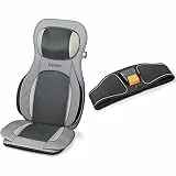 Beurer MG 320 Shiatsu Massagesitzauflage, für Rücken, Nacken und Oberschenkel, zusätzliche Luftkompressionsmassage, Licht- und Wärmefunktion & EM 37 Bauchmuskel-Gürtel, EMS Bauchtraining, ‎Schwarz