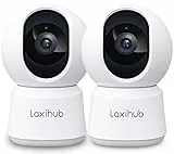 LAXIHUB 5MP Hundekamera mit App Überwachungskamera Innen Baby, 2.4G/5GHz Dual-Band WLAN Haustier Kamera, AI Bewegungserkennung Pet Security Camera Auto-Tracking, Pan/Tilt, 2-Wege-Audio, 2PC