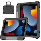 DJ&RPPQ Hülle für iPad 10,2 Zoll 2021 2020 2019, Kinder iPad Hülle 9./8./7. Generation, Leichte Stoßfeste Schutzhülle mit Griff & Ständer, Vollständige Abdeckung für iPad 7th 8th 9th Gen.Black