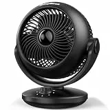 Deeylious Ventilator Leise, 22dB Tischventilator sehr Leise, Fan mit 3 Geschwindigkeiten 100/70° Verstellbare Neigung für 20m² Räume, Kraftvoll 3D Turbo Ventilatoren für Büro, Schlafzimmer, Schwarz