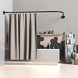 Duschvorhangstange Schwarz L Form Edelstahl Duschstange Ecke Badewanne 70-100x110-170 cm,Duschvorhangwinkelstangen für Umkleidekabine,inkl. 24 Ringe,Bohren Müssen Installieren Stärker und Langlebiger