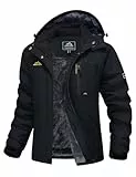 MAGCOMSEN Skijacke Damen Übergangsjacke Winter Outdoor Winterjacke Fleecejacke Parka Wärme Abnehmbarer Kapuze Schwarz M
