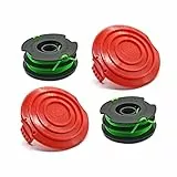WETOOLPLUS 0,2 cm. x 9 m Ersatzspule AFS mit zwei Linien für GH1000 Elektro-Rasentrimmer/Rasenkantenschneider, kompatibel mit Black Decker DF-080, 2 Spulen und 2 Abdeckkappen, 4 Stück