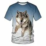 3D T-Shirts Für Herren Ashion Herren Tops Wolf 3D Print T-Shirt Cooles Lustiges T-Shirt Kurzarm Tops T-Shirt-M