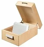 HAN Holz-Karteikasten für 1500 DIN A5 quer Karteikarten inkl. 1 Metallblattstütze, mit Beschriftungsfeld und Metallboden, FSC zertifiziertes Holz, hochwertige premium Qualität, 1005, Naturholz