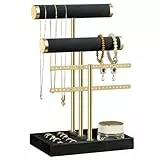 Josmimic Schmuckständer Armbänder mit 3 Ebenen – Abnehmbarer T-Steg Schmuck Ständer, Samt-Armbandhalter, Schmuckhalter für Armband, Halskette, Uhren, Ringe