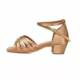 TRIWORIAE - Damen Mädchen Tanzschuhe Niedrigem Absatz Standardtanz/Gesellschaftstanz/Lateinischer Tanz/Latein Beige 35