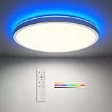 Yesenlight LED Deckenleuchte Dimmbar mit RGB-Backlight, 24W 2400lm Ø30cm, Deckenlampe mit Fernbedienung, 3CCT 2700K–6500K, Nachtlicht, Timer, IP44, Ideal für Schlafzimmer Wohnzimmer Kinderzimmer