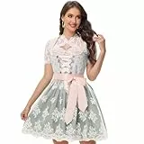 FEELJAM Dirndl Damen Midi - Trachtenkleid Dirndl Damen 3 Teilig für Oktoberfest (DE/NL/SE/PL, Alphanumerisch, XL, Regular, Regular, Grün)
