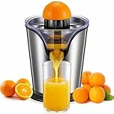 Elektrische Zitruspresse FOHERE Orangenpresse mit Leisem Motor, Anti-Tropf-Auslauf und 2 Kegeln für Orange, Zitrone, Grapefruit, Spülmaschinenfest, Leicht zu Reinigen, Edelstahl