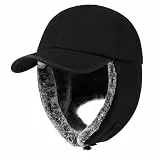 PivotWing Wintermütze Herren Winter Basecap mit Ohrenklappen Herren Damen Fellmütze Mütze mit Ohrenschutz Ohren Warme Fliegermütze Winter Baseball Cap Ushanka Russische, Schwarz